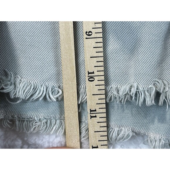 Free People Shorts Womens Sz 29 Cutoff Raw Hem Blue Gray Festival Daisy Duke Y2K - Picture 7 of 9